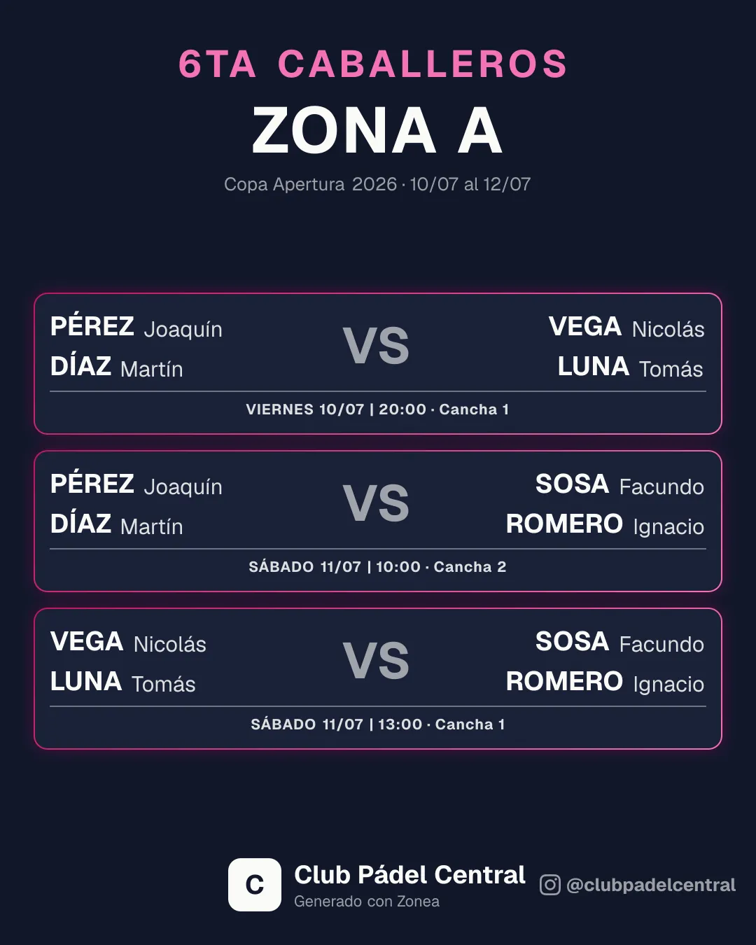 Zona con la paleta de un club